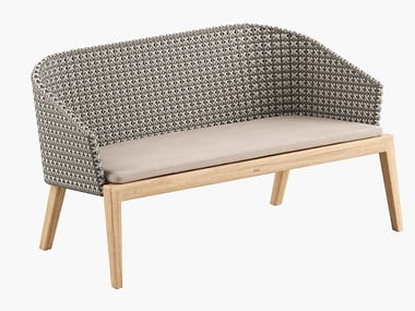 CALYPSO - 2 seater synthetic fibre and teak garden sofa (Request Info).