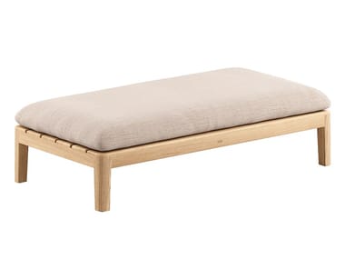 CALYPSO LOUNGE - Fabric and teak garden bench with removable cover (Request Info).