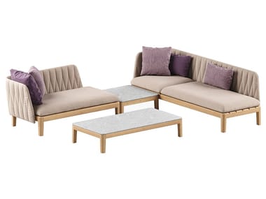 CALYPSO LOUNGE - Sectional fabric and teak garden sofa (Request Info).