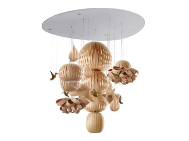 CANDELABRO - Handmade wood veneer pendant lamp (Request Info).