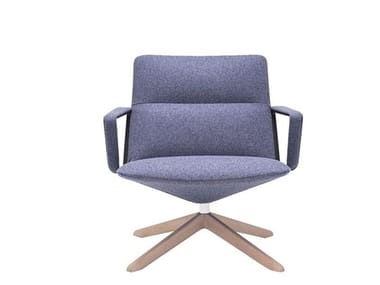 CAPRI LOUNGE BU1743 - Swivel trestle-based armchair with armrests (Request Info).
