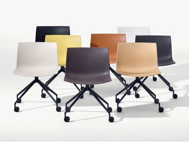 CATIFA 53 - NEW EDITION - Polypropylene chair with castors (Request Info).