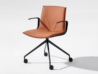 CATIFA UP - Trestle-based chair with armrests with castors (Request Info).