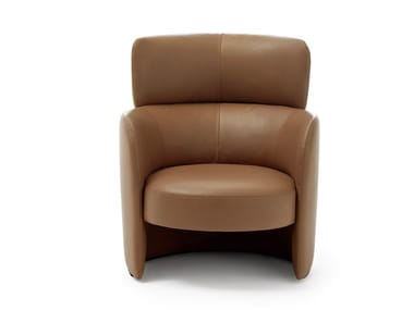 CLAIRE - Upholstered leather armchair with armrests (Request Info).