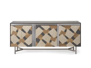 CLIK L450/3 - Wooden sideboard with three doors with inlay by Arte Brotto