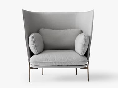 CLOUD LN5 - Leather or fabric armchair with high backrest (Request Info).