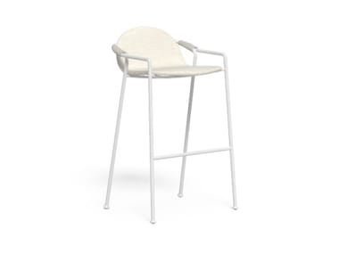 CORAL - High fabric and aluminum stool with footrest (Request Info).