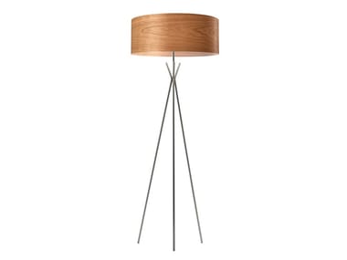 GEA - Handmade wood veneer and metal floor lamp (Request Info).