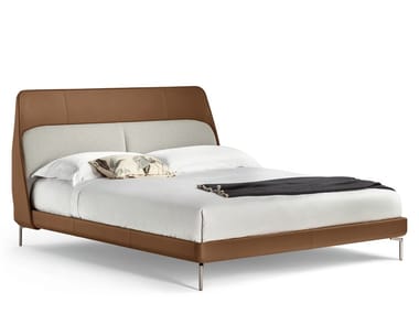 COUP? - Leather bed with upholstered headboard (Request Info).
