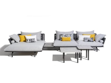 CRUISE ALU - Fabric garden sofa with chaise longue (Request Info).