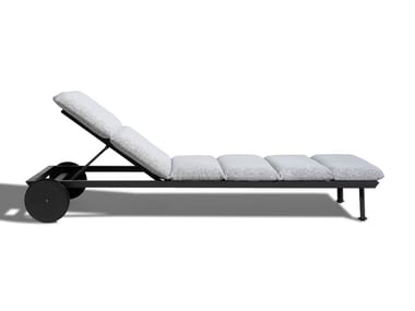 CRUISE ALU - Recliner fabric sun lounger with castors (Request Info).