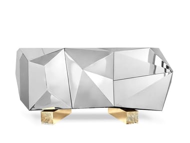 DIAMOND PYRITE - Stainless steel sideboard with doors (Request Info).