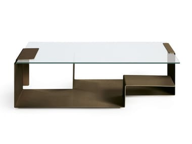 DIANA D - Rectangular glass and steel coffee table (Request Info).