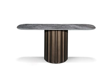 DORIAN - Oval console table(Base - High density polyurethane | Brushed bronze).