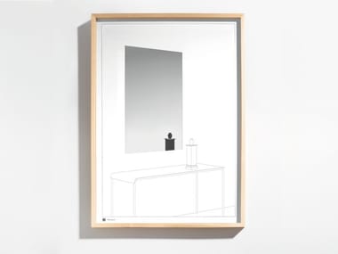 DRAWING NO. 13 - Rectangular framed wall-mounted wood and glass mirror (Request Info).