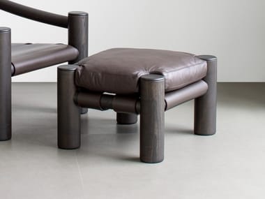 ELEPHANT - Footrest in solid wood and leather (Request Info).
