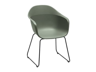 ELEPHANTINO - Sled base recycled plastic chair with armrests (Request Info).