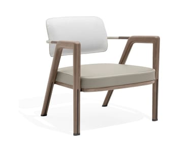 ELSA - Leather and fabric easy chair with armrests (Request Info).