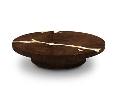 EMPIRE - Round wood veneer coffee table for living room (Request Info).