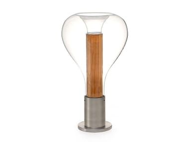 ERIS - Handmade wood veneer and glass table lamp (Request Info).