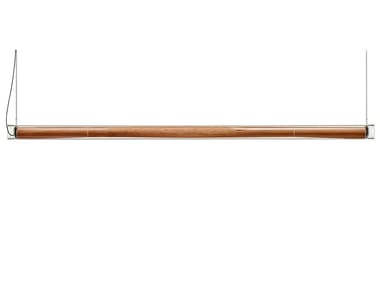 ESTELA HORIZONTAL - Wood veneer and glass pendant lamp (Request Info).