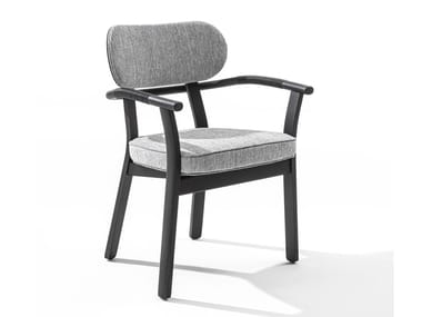 EVELIN - Chair with armrests in solid ash and fabric (Request Info).