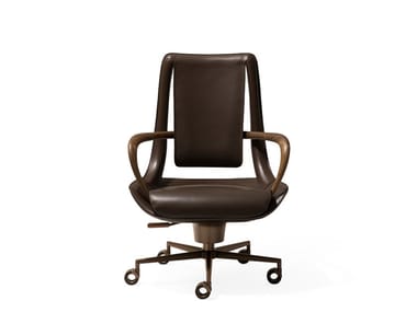CLIP - Swivel leather executive chair with 5-spoke base with armrests (Request Info).