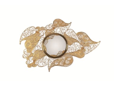 FILIGREE - Round wall-mounted framed brass mirror (Request Info).