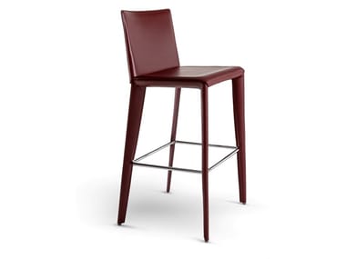 FILLY TOO - Upholstered leather stool with footrest (Request Info).
