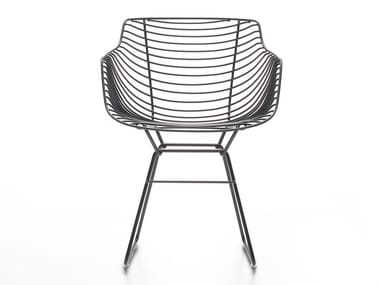 FLOW FILO - Sled base steel chair with armrests (Request Info).