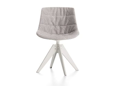 FLOW TEXTILE - Swivel upholstered trestle-based fabric chair (Request Info).