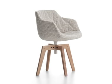 FLOW TEXTILE - Swivel trestle-based fabric chair with armrests (Request Info).
