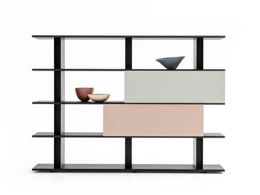 FRAME-SHIFT - Open sectional wood veneer bookcase (Request Info).