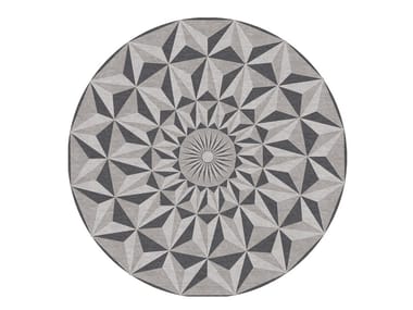 GEOMETRICS - Handmade round silk rug with geometric shapes (Request Info).