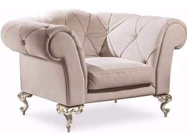 GEORGE - Tufted nabuk armchair with armrests by Cantori