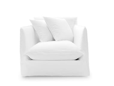 GHOST 01 - Fabric armchair with removable cover with armrests (Request Info).