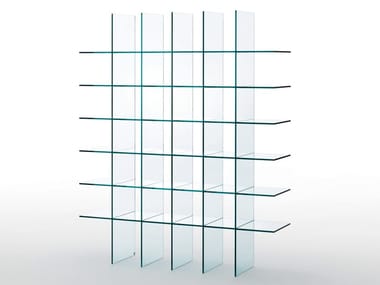 GLASS SHELVES #1 (1976) - Open freestanding crystal bookcase (Request Info).
