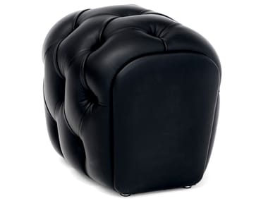 GUELFO - Tufted upholstered leather pouf (Request Info).