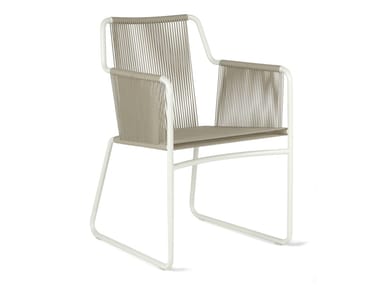 HARP 359 - Sled base stainless steel garden chair with armrests (Request Info).