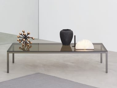 HELSINKI 30 - Low rectangular crystal and steel coffee table (Request Info).