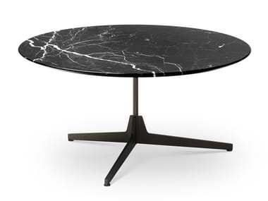 HEXA - Round marble coffee table with 3-star base (Request Info).