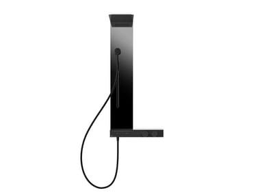 HI-FI COLUMN - Wall-mounted thermostatic shower panel with overhead shower by Gessi