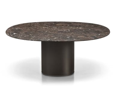 HOLO PILLAR - Round marble table (Request Info).