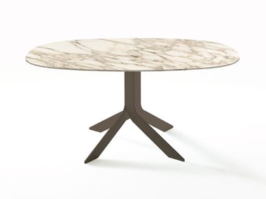 IBLEA - Square marble table with 4-star base (Request Info).