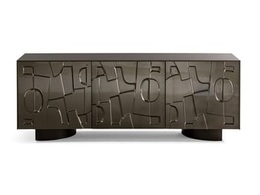 IMAGE - Wood and glass sideboard with doors (Request Info).