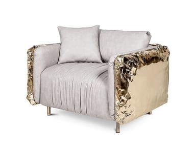 IMPERFECTIO - Upholstered leather armchair with armrests (Request Info).
