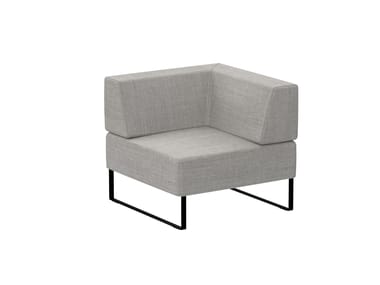 TETRIS - Corner sled base fabric armchair with armrests by Inclass