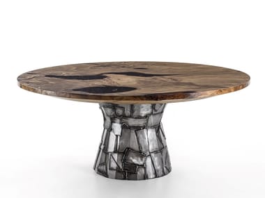 KAURI ART - Kauri wood and iron dining table (Request Info).