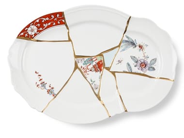 KINTSUGI - Porcelain and golden serving plate (Request Info).