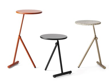 KOJI - Height-adjustable round coffee table with castors (Request Info).